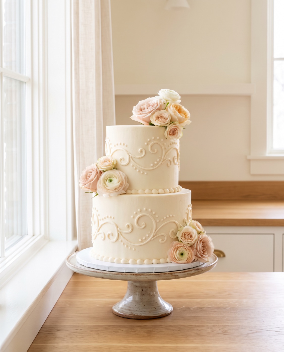 Signature two tier buttercream celebration cake by Kalabar Cakes